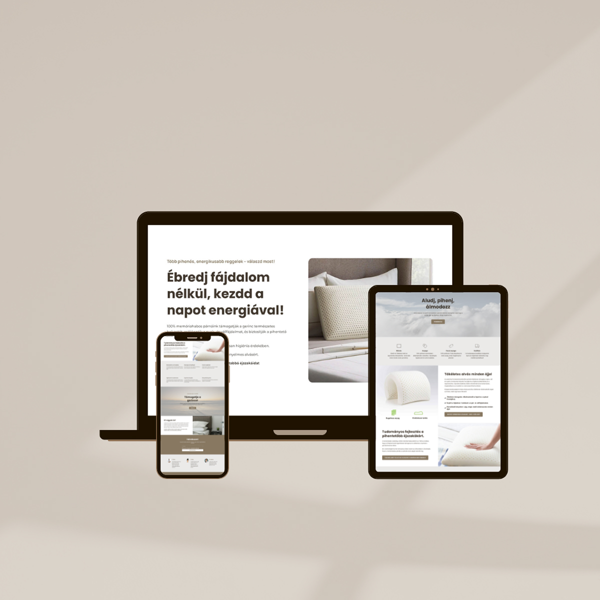 Az ÁlomComfort webshop világos, strukturált felülete, amit a Nuvira Design alkotott meg. A cél az online vásárlói élmény növelése volt ergonomikus, vásárlásra ösztönző dizájnnal.